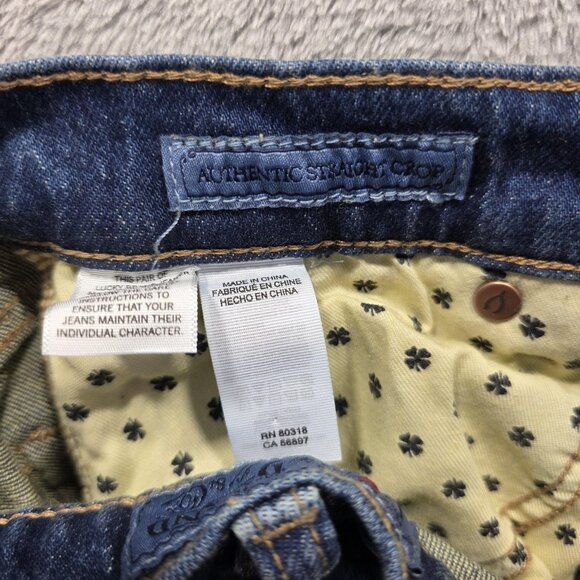 Lucky Brand Jeans Womens 4 27 Blue Authentic Straight Crop Mid Rise Distressed - Picture 9 of 15